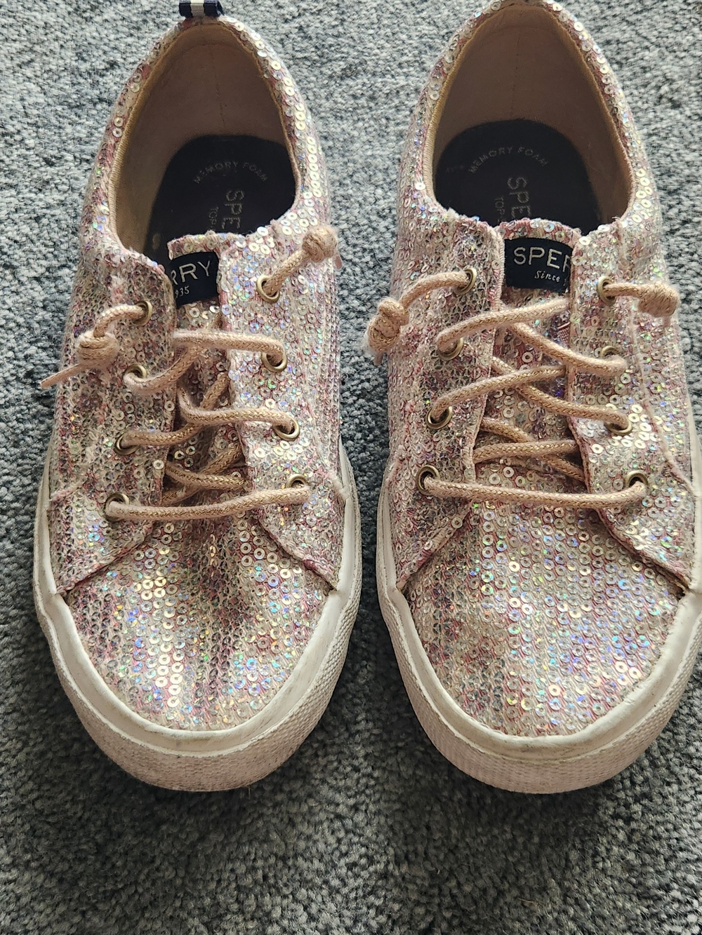 Sperry Kids Iridescent Sequin Lace-Up Sneakers - Pink